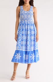 SUGARLIPS Alexie Floral Jersey Smocked Midi Sundress