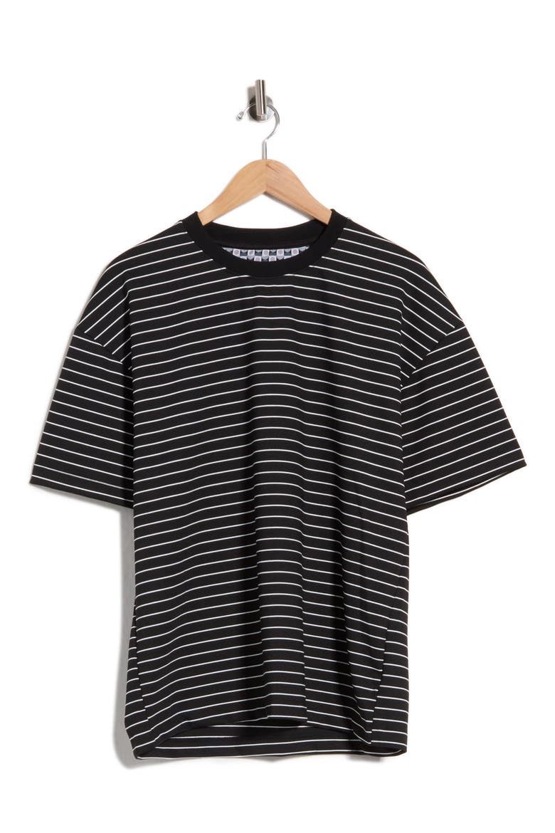 Stripe Crewneck T-Shirt, Main, color, BLACK