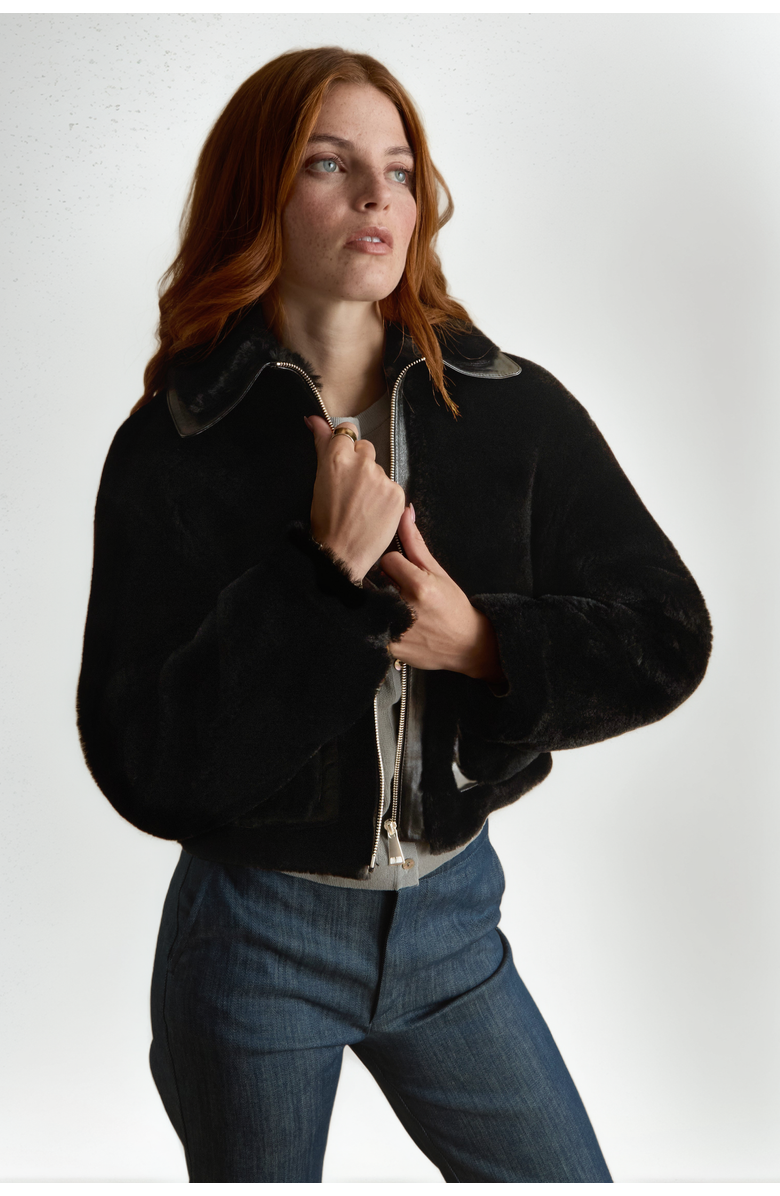 FURNIQ UK LLC Lila Shearling Jacket, Alternate, color, Black