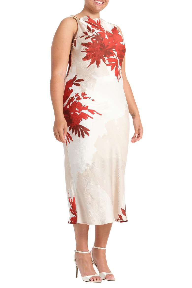 Maisie Floral Cowl Neck Sheath Dress, Alternate, color, NATURAL ROSA