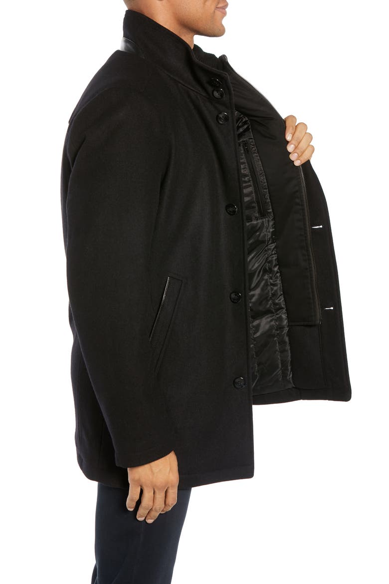 Classic Wool Blend Car Coat with Inset Bib, Alternate, color, BLACK