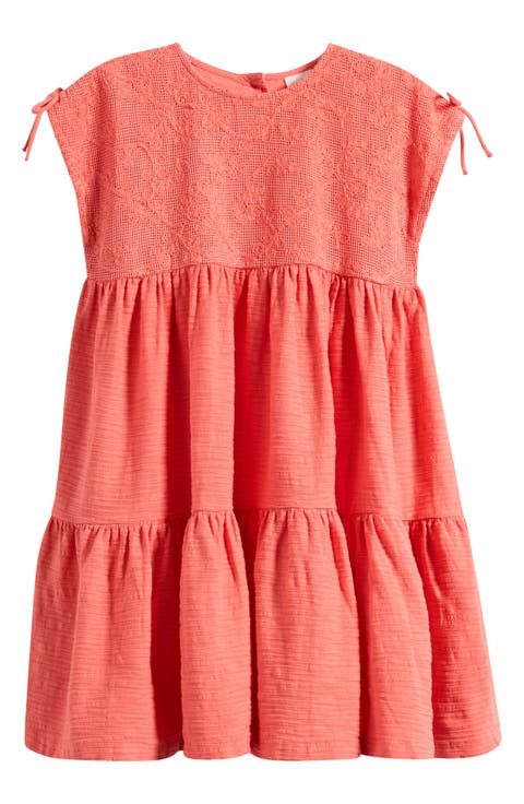 Kids' French Lace Tiered Stretch Cotton Party Dress (Little Kid)
