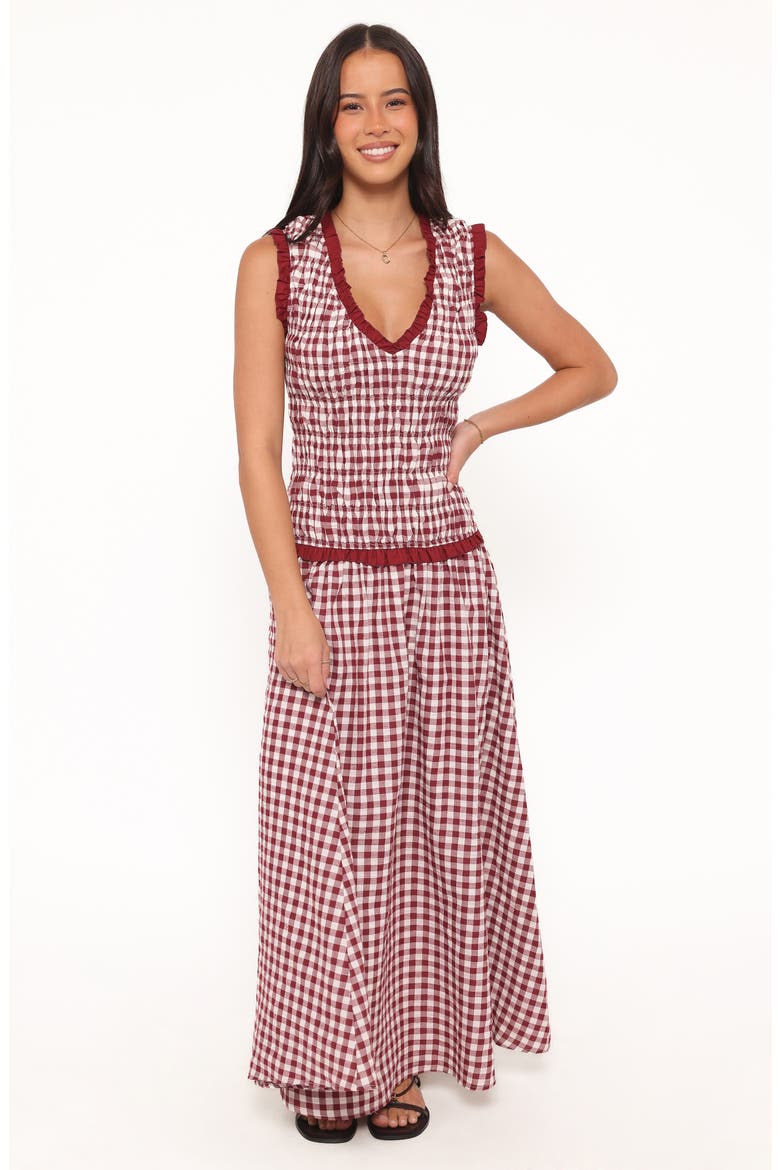 Leabrook Maxi Dress, Alternate, color, BURGUNDY GINGHAM