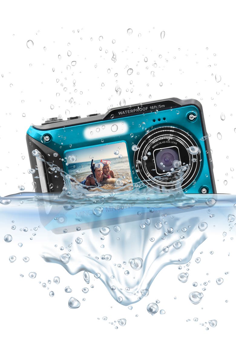 4K Ultra HD Dual Screen Waterproof Camera, Alternate, color, Blue