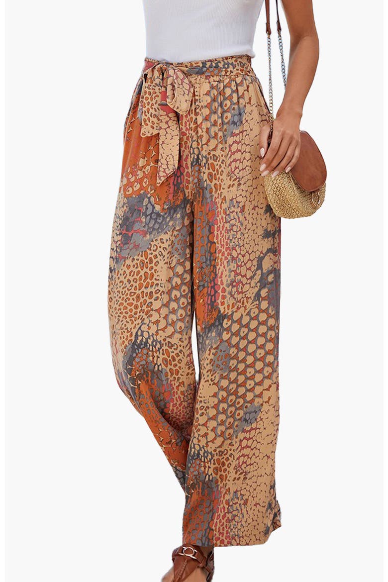Printed Wide Leg Pants, Main, color, Orange Multi