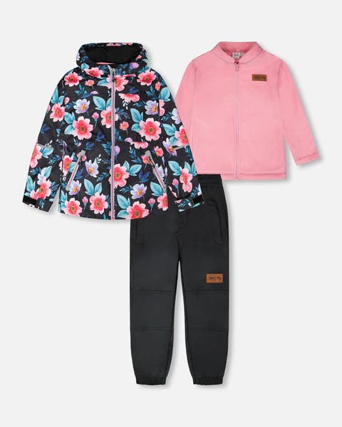 3-in-1 Two-Piece Mid-Season Outerwear Set Flowers - Inner Jacket (Toddler, Little Kid & Big Kid)