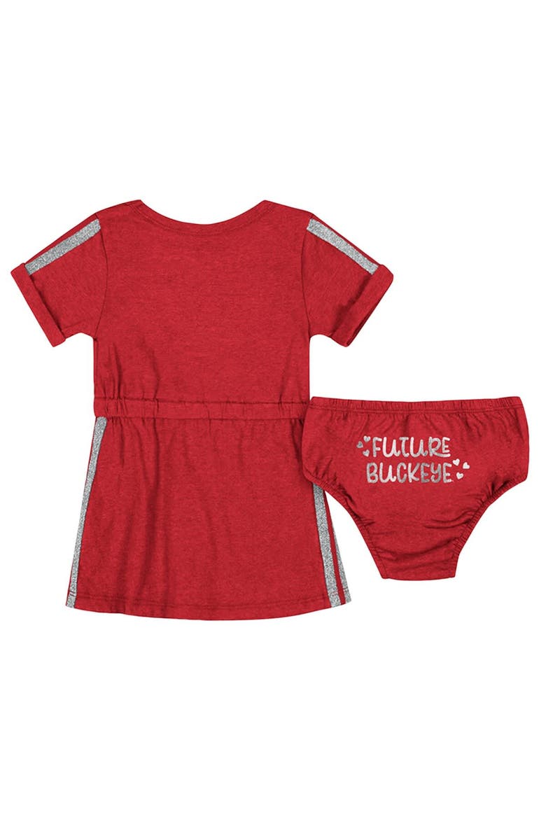 Girls Newborn & Infant Colosseum Scarlet Ohio State Buckeyes Xur Dress and Bloomer Set, Alternate, color, Scarlet