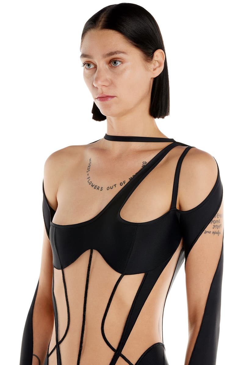 MUGLER Iconic Illusion Mesh Catsuit, Alternate, color, 