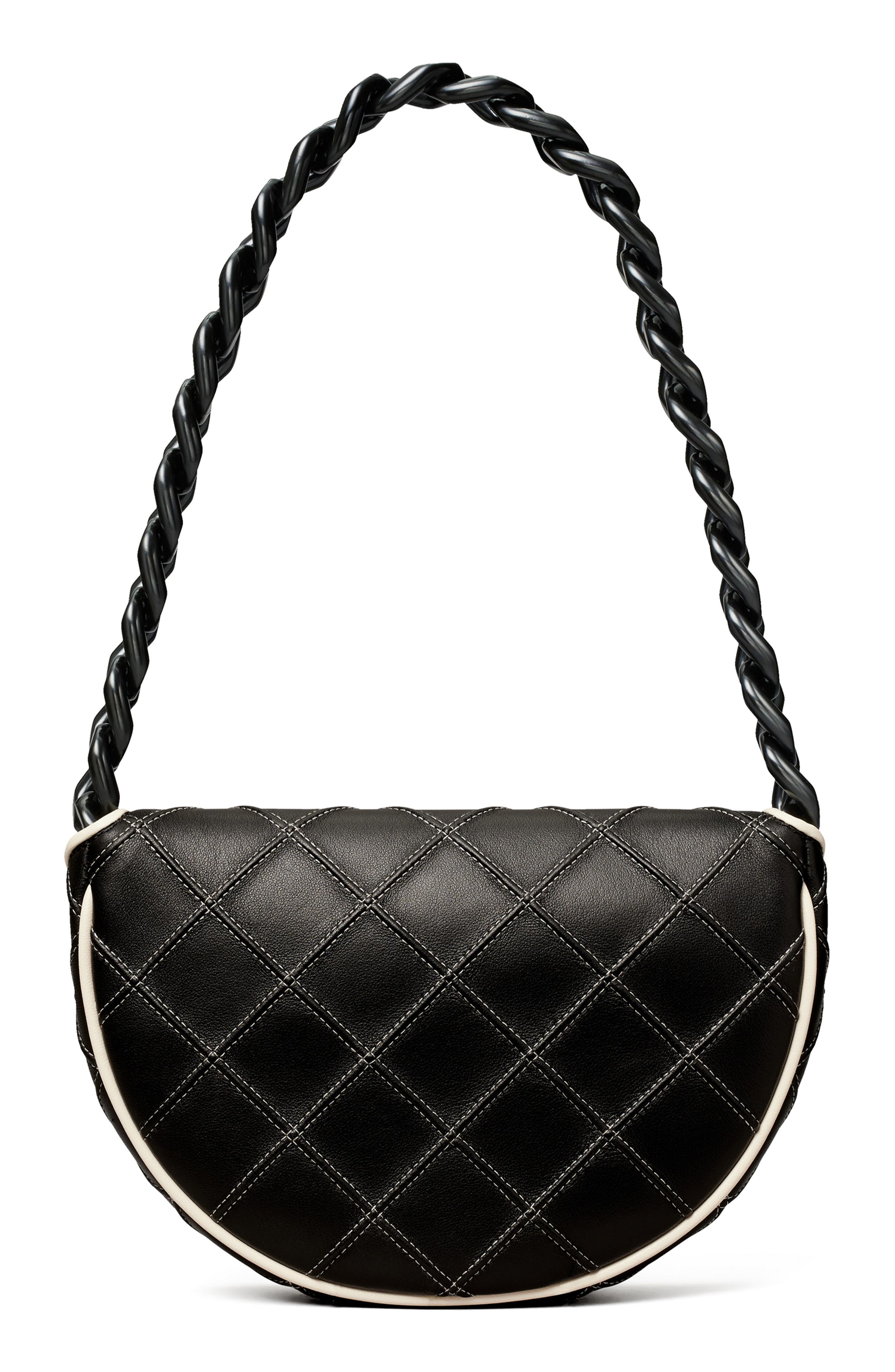 Tory Burch Mini Fleming Soft Crescent Shoulder Bag, Alternate, color, 