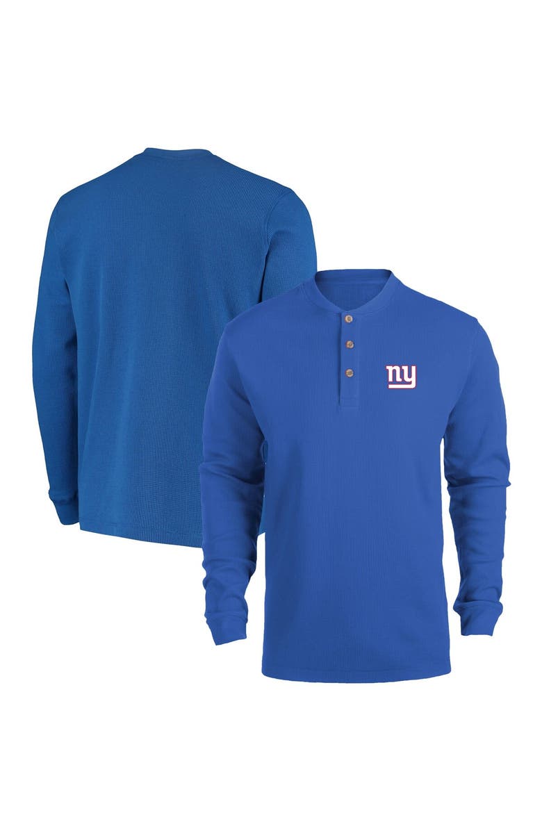 DUNBROOKE Men's Dunbrooke Royal New York Giants Logo Maverick Thermal Henley Long Sleeve T-Shirt, Main, color, Royal