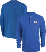 DUNBROOKE Men's Dunbrooke Royal New York Giants Logo Maverick Thermal Henley Long Sleeve T-Shirt