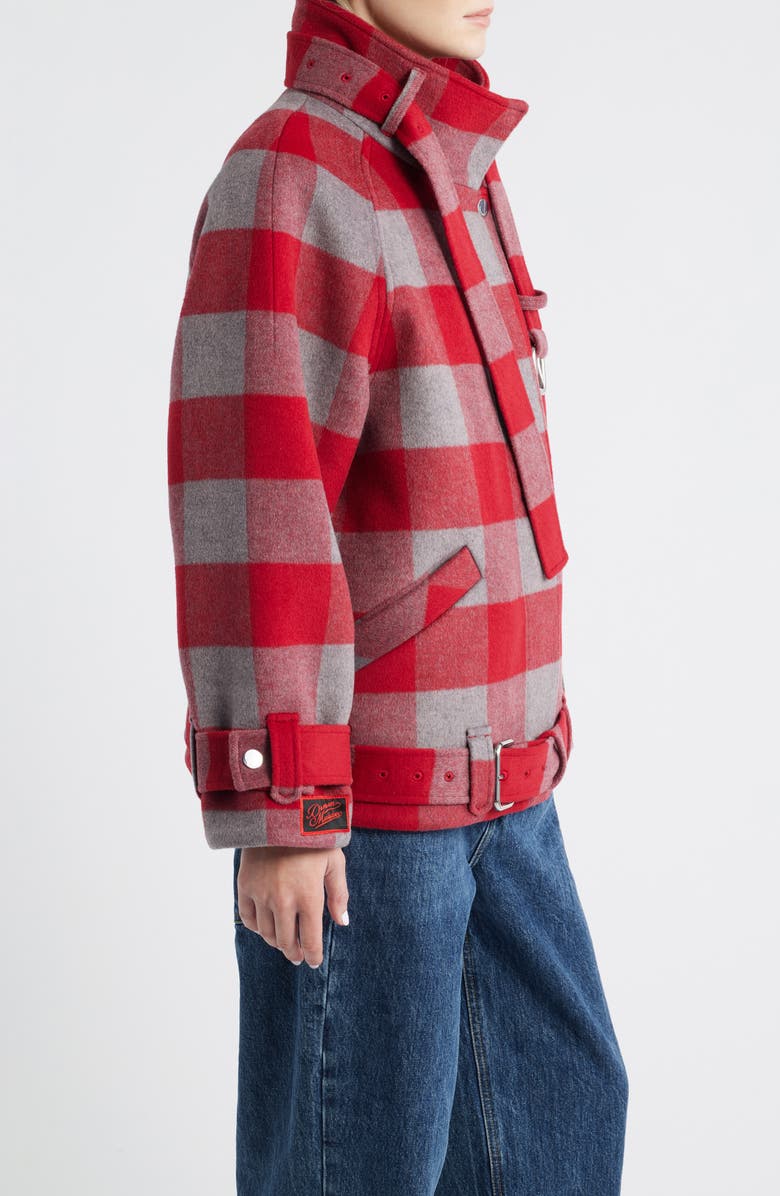 Damson Madder Polly Water Resistant Buffalo Check Wool Blend Jacket, Alternate, color, Red