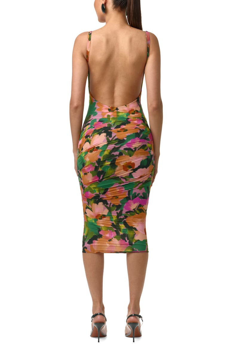 Naked Wardrobe Floral Sleeveless Open Back Body-Con Dress, Alternate, color, Secret Garden