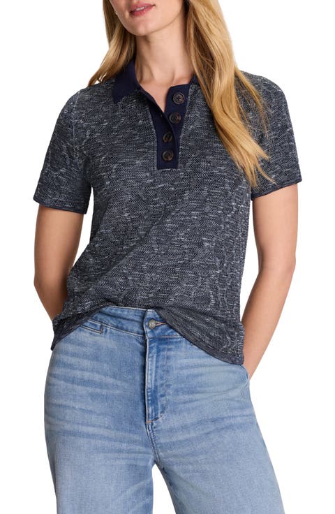 Swirl Jacquard Polo Sweater