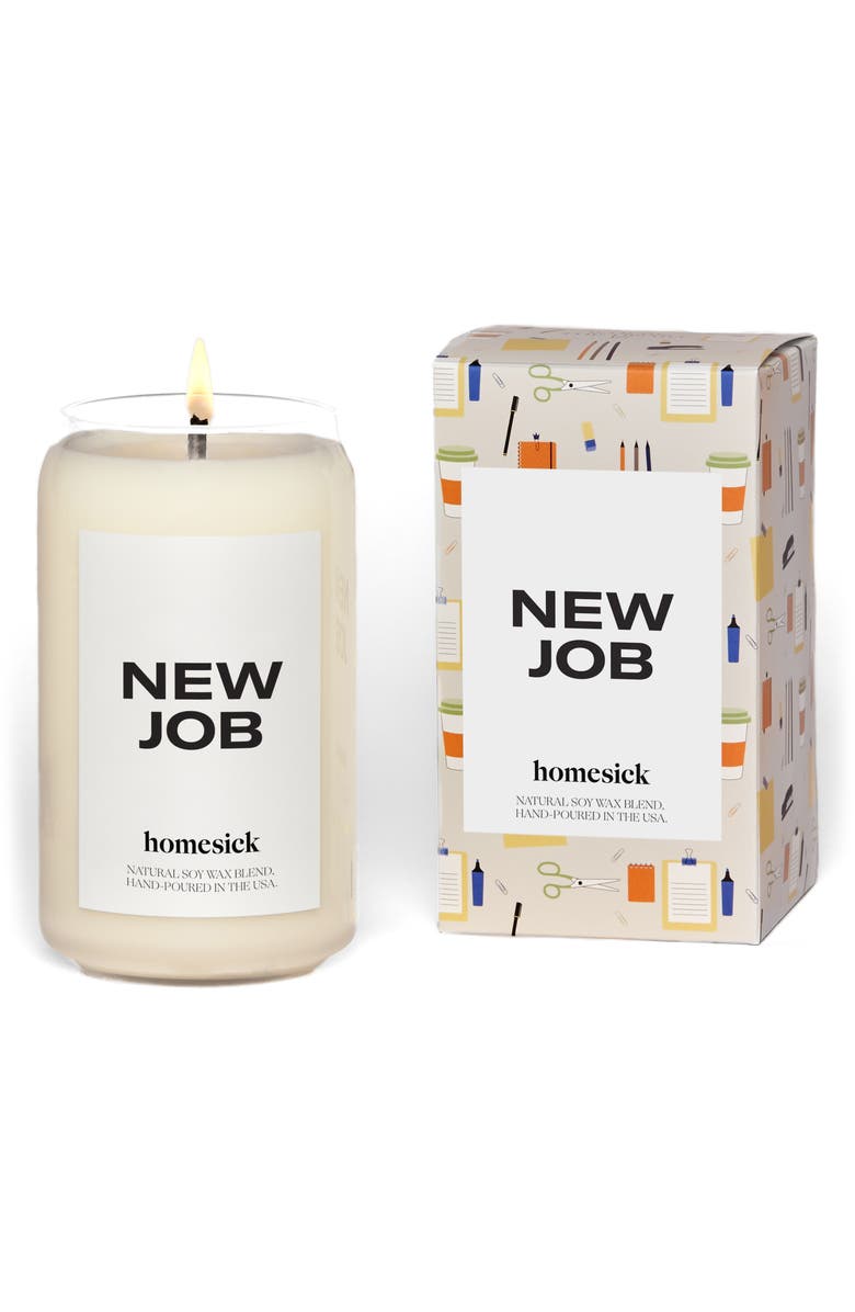 homesick New Job Candle, Main, color, White