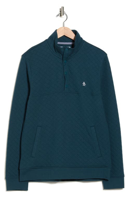Original Penguin Quilt Stitch Button Half Jacket In Green