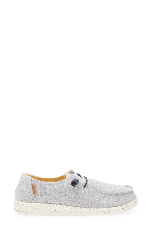Hey Dude Wendy Chambray Slip-on Moc Toe Shoe In White Blue