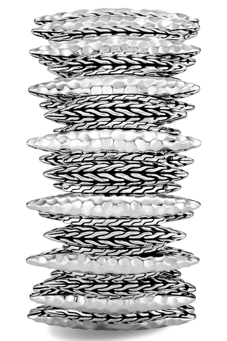 Classic Chain Hammered Spear Large Flex Cuff, Alternate, color, SILVER