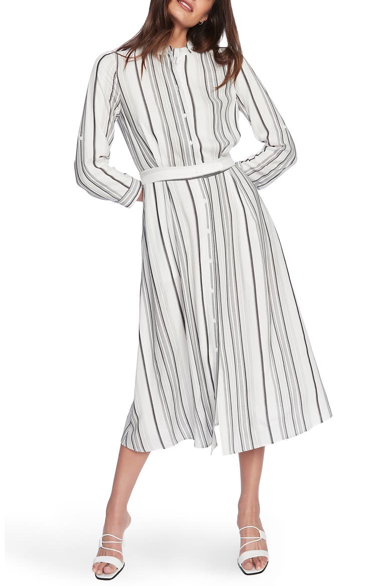 Long Sleeve Stripe Midi Shirtdress, Alternate, color, SOFT ECRU