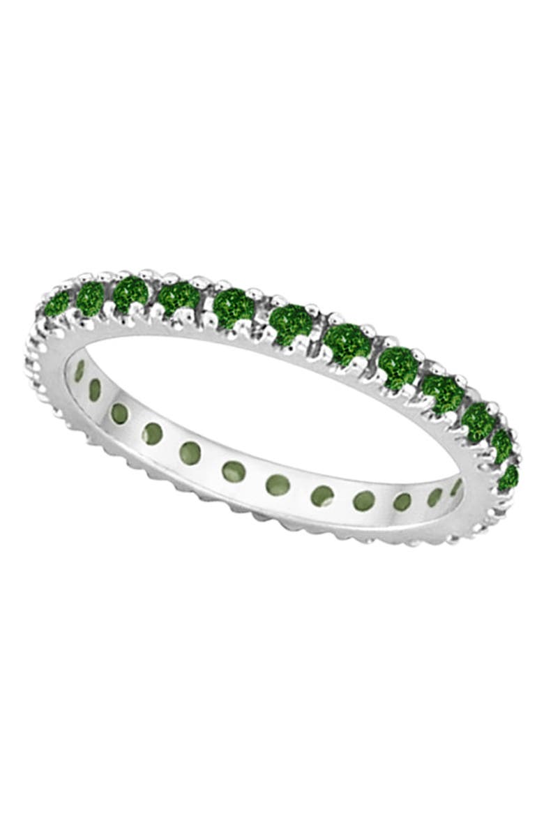 Eternity Stackable Ring Band 14K, Main, color, Emerald/White Gold