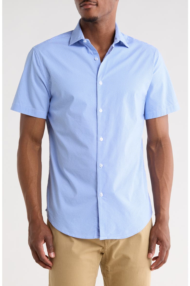 Mix Dot Button-Up Shirt, Main, color, BLUE/WHITE
