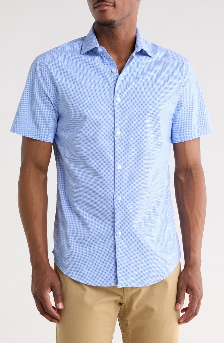 DENIM AND FLOWER Mix Dot Button-Up Shirt, Main, color, Blue/White