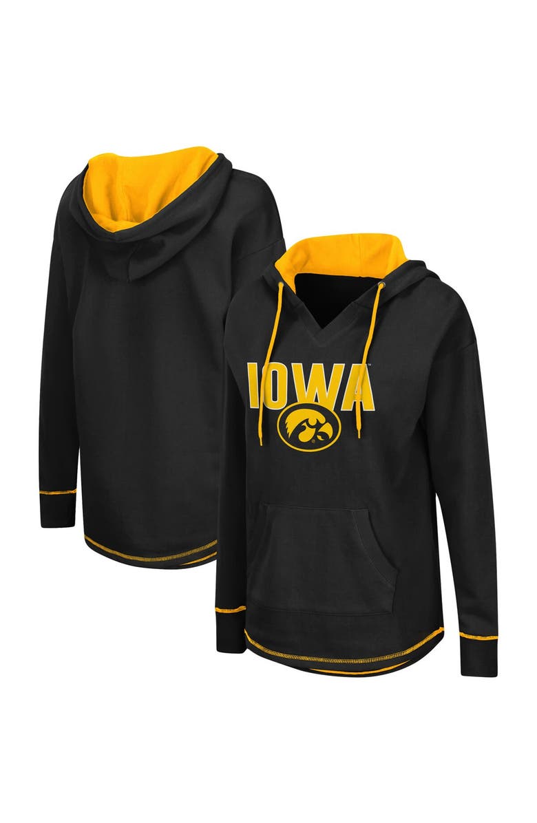 COLOSSEUM Women's Colosseum Black Iowa Hawkeyes Tunic Pullover Hoodie, Main, color, 