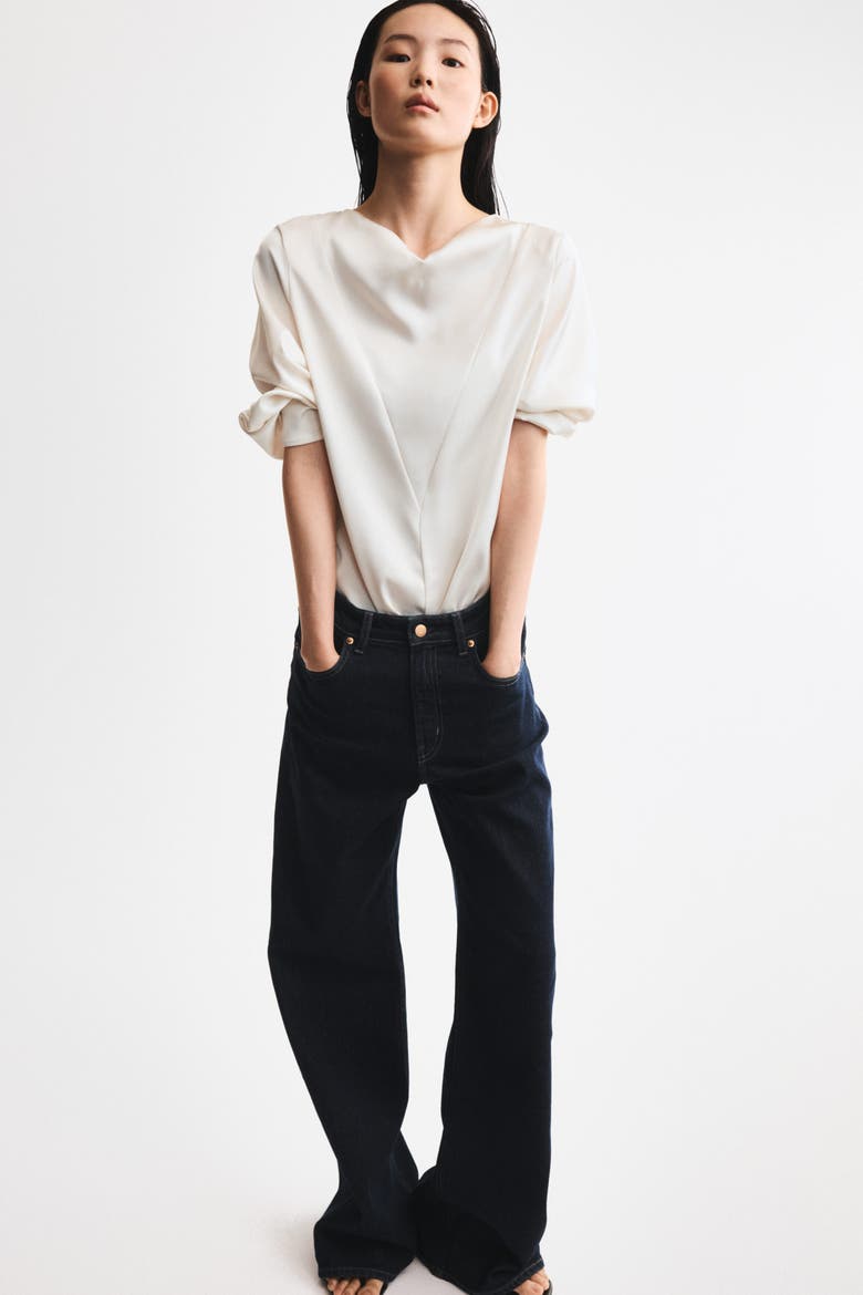 Cowl-neck Satin Blouse, Alternate, color, Ivory