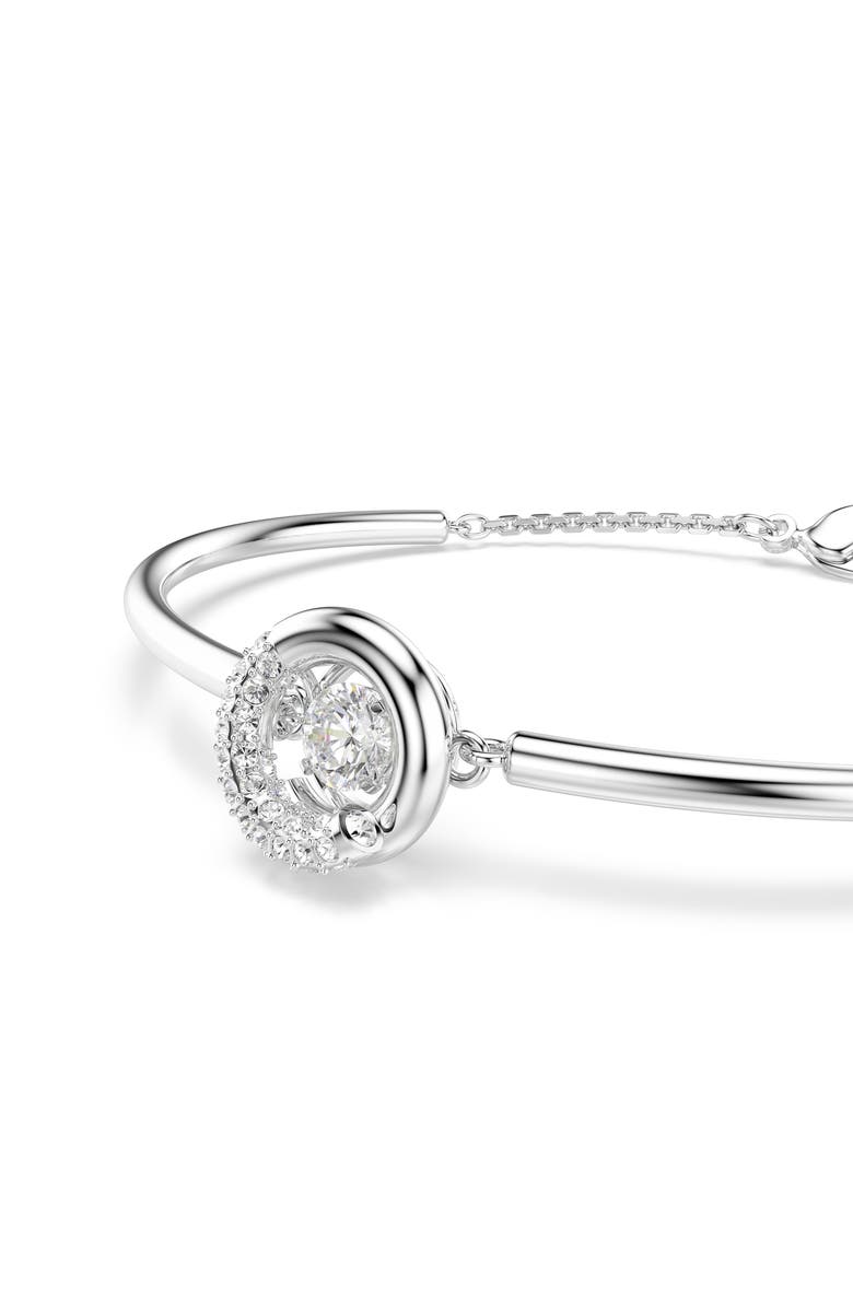 Swarovski Dextera Dancing Crystal Charm Bangle Bracelet, Alternate, color, White/ Silver