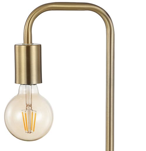 Jonathan Y Axel 20.5in Minimalist Glam Gold Pipe Metal Marble Led Table Lamp In Brass Gold/white