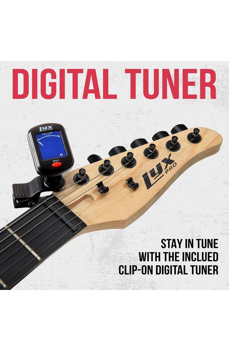 Lyxpro 30 Beginner Electric Guitar Kit with 3/4 Size Guitar, Amp, Six Strings and More, Alternate, color, Black