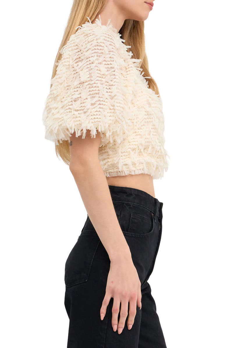 Endless Rose Puff Sleeve Mesh Crop Top, Alternate, color, Cream