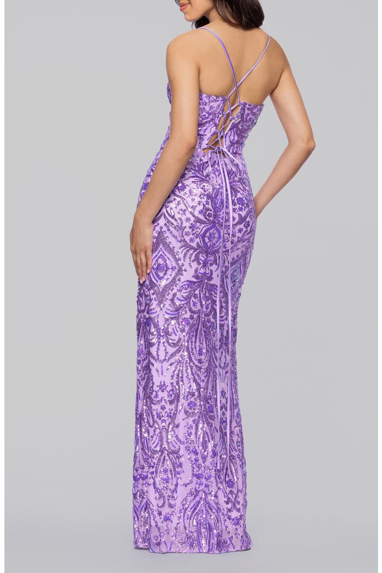 Sequin Paisley Sheath Gown, Alternate, color, LAVENDER