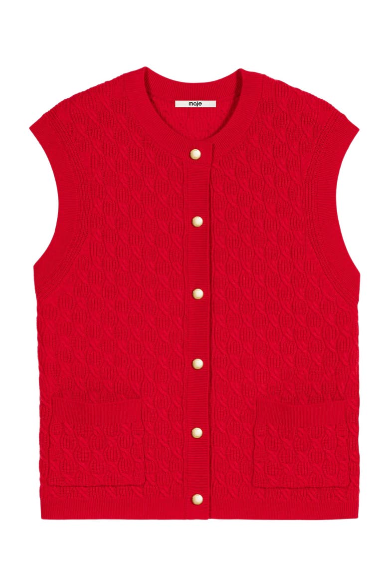 Sleeveless knit top, Alternate, color, Red