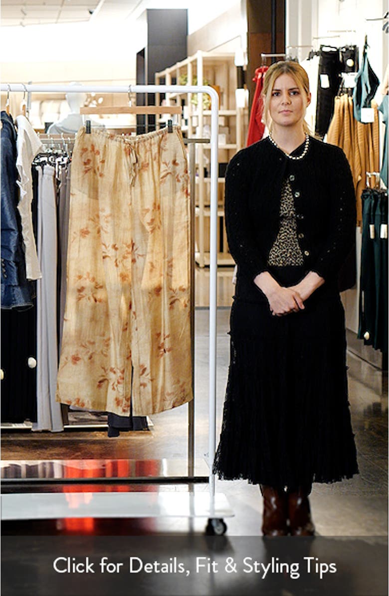 Leaf Print Wide Leg Drawstring Pants, sales video thumbnail