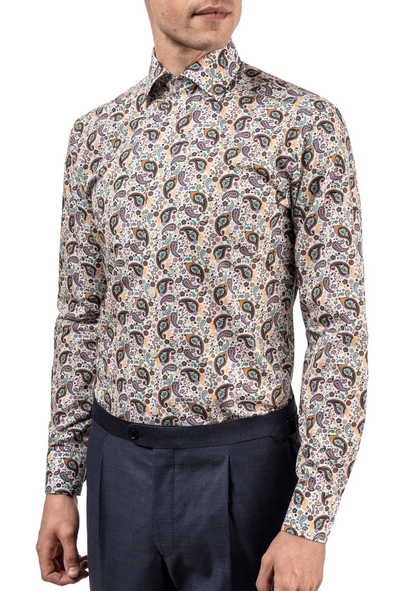 Slim Fit Paisley Dress Shirt, Main, color, GREEN