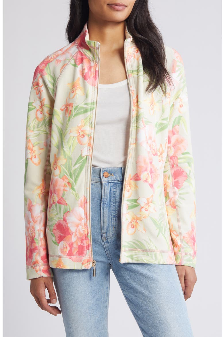 Aruba Fleur De Lei Front Zip Jacket, Main, color, CAMEO