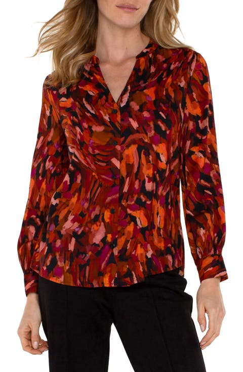 Abstract Print Button-Up Shirt