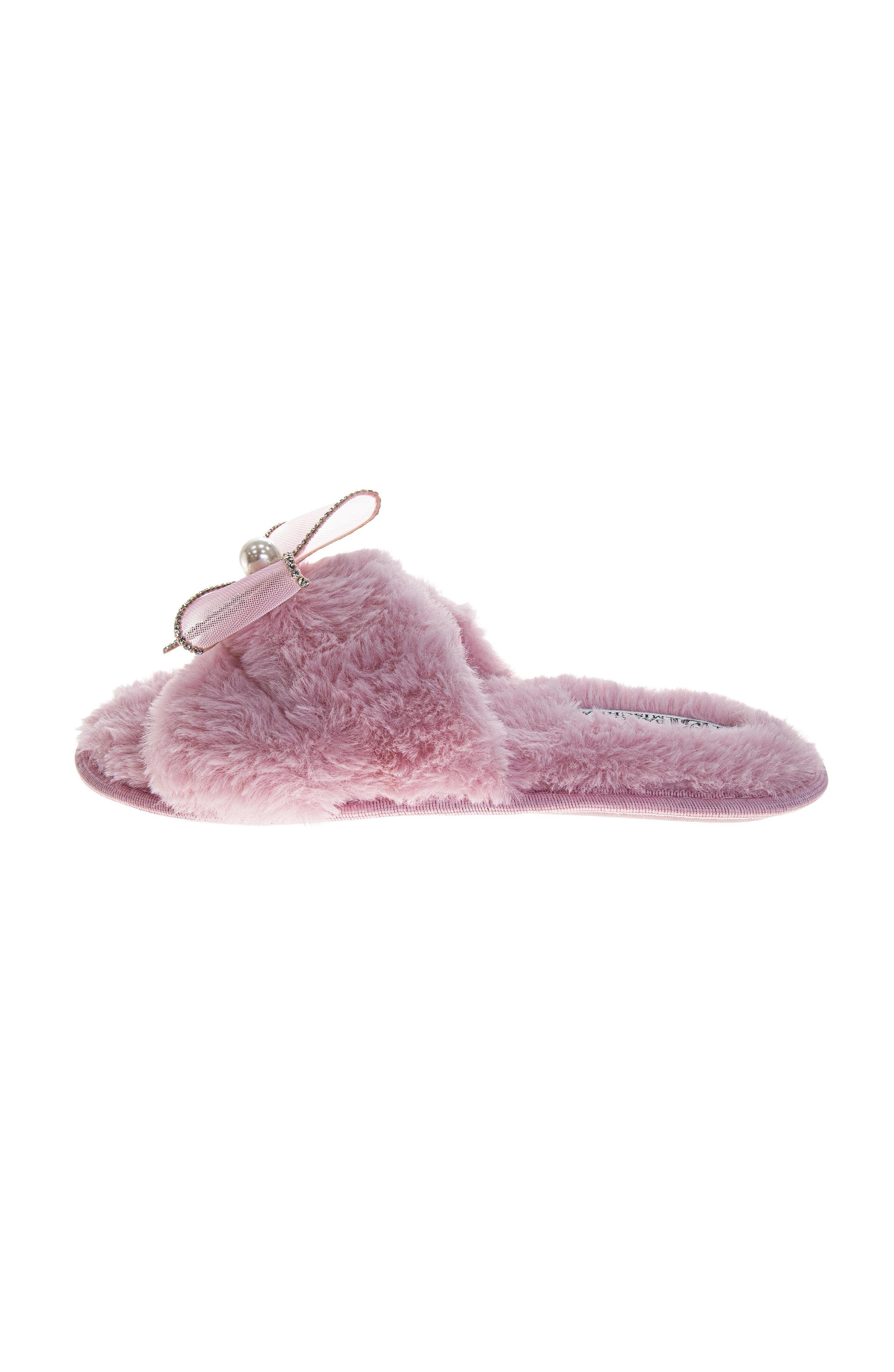 Womens Bow Comfort Slippers, Alternate, color, PINK