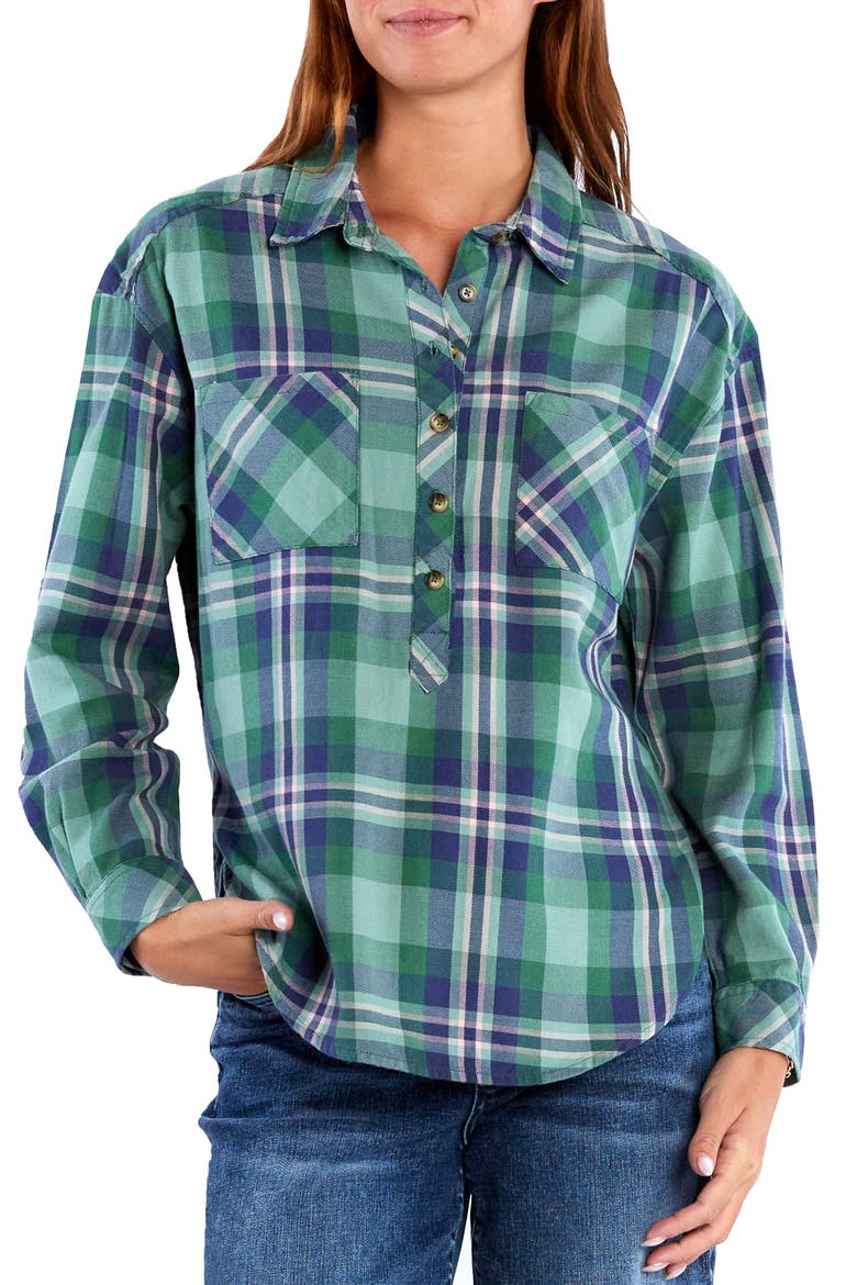 Popover Plaid Button-Up Shirt, Main, color, TREE FARM PLAID