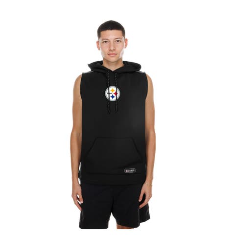 Men's New Era Black Pittsburgh Steelers Combine Authentic Sleeveless Hoodie