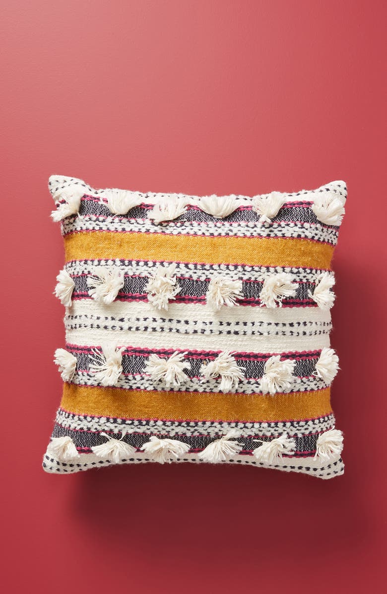Anthropologie Home Anthropologie Lakshmi Stripe Tassel Accent Pillow, Main, color,