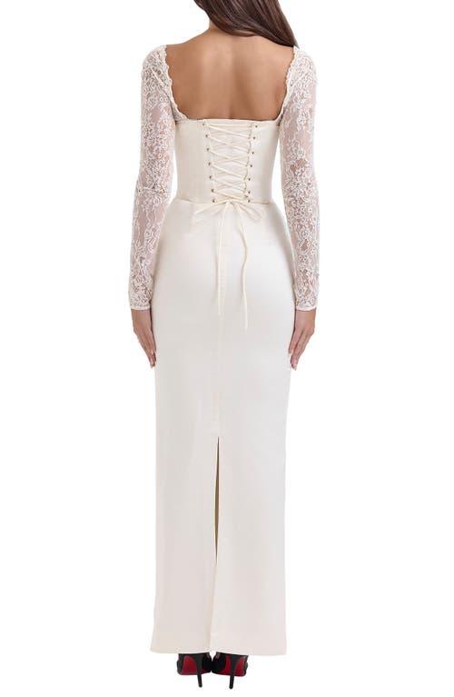 House Of Cb Perdi Corset Bodice Long Sleeve Gown In Ivory
