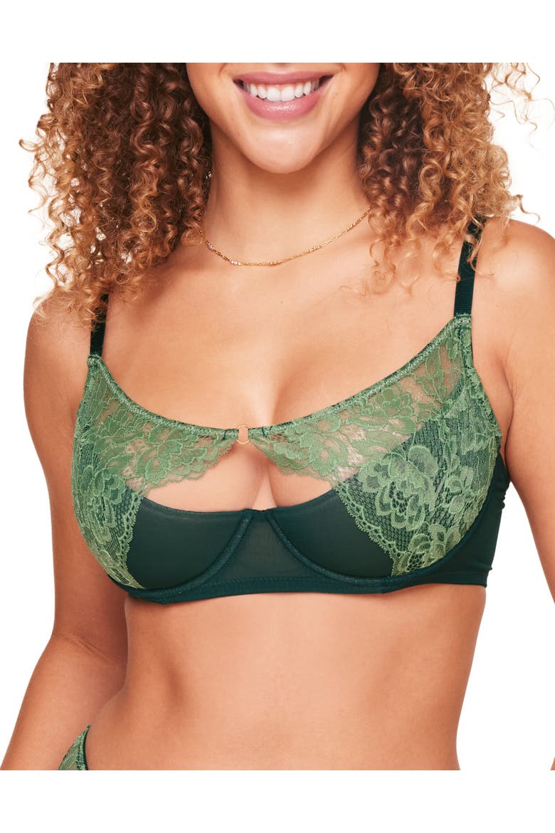 Abella Unlined Balconette Bra, Alternate, color, Dark green