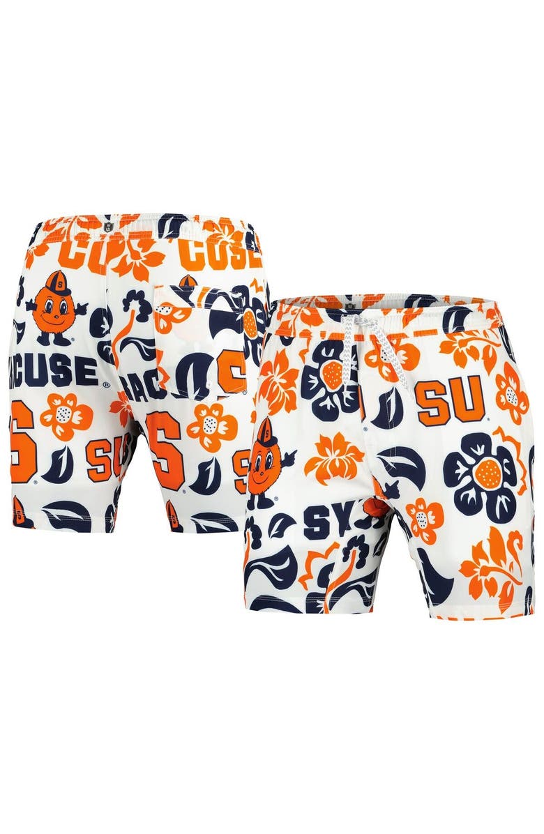 Wes & Willy Men's Wes & Willy  White Syracuse Orange Vault Tech Swimming Trunks, Main, color, 