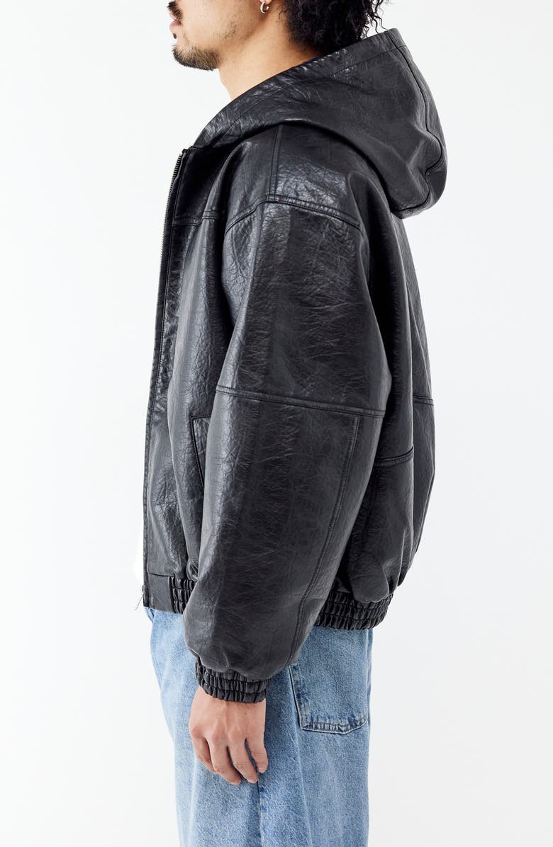 BDG Urban Outfitters Rex Faux Leather Hooded Jacket, Alternate, color, 