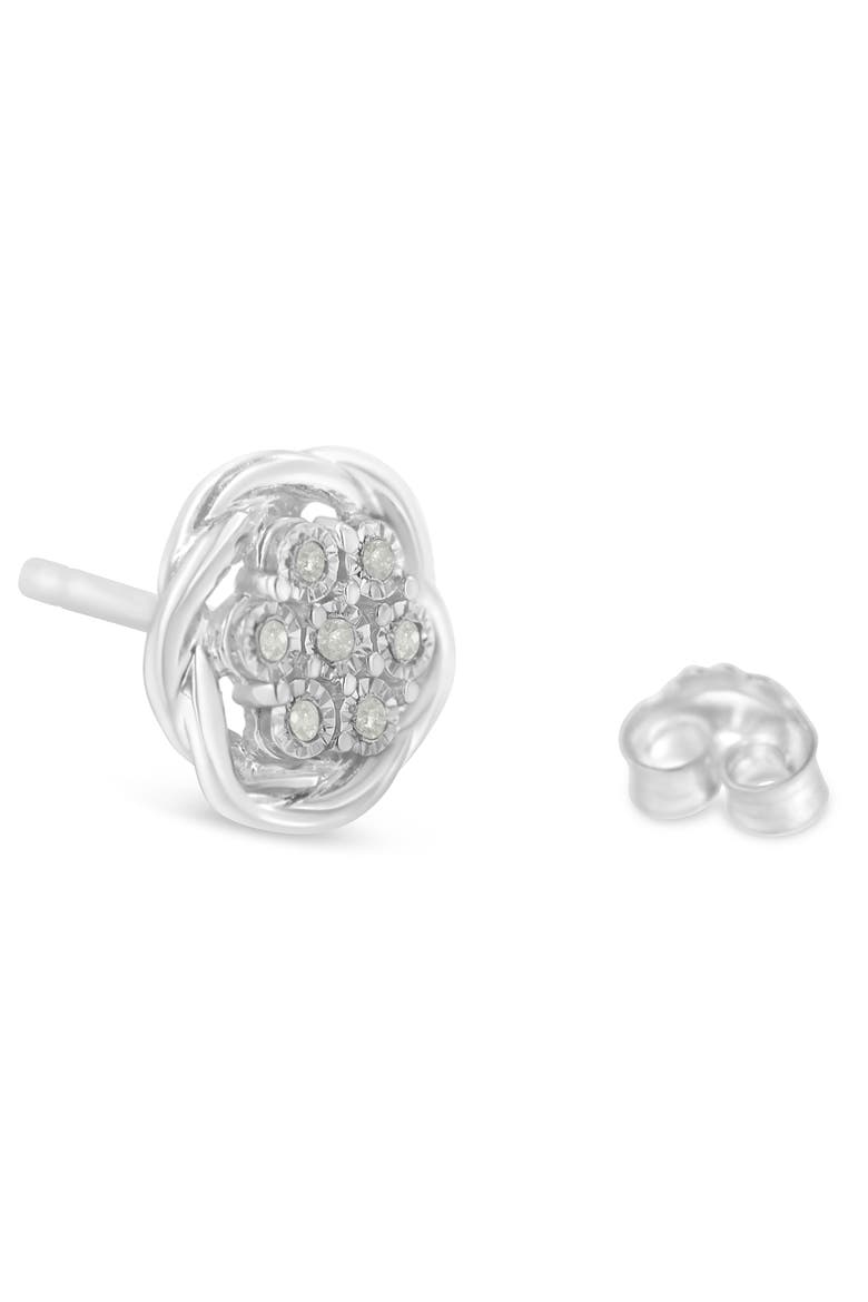 Silver Diamond Swirl Cluster Stud Earrings, Alternate, color, White