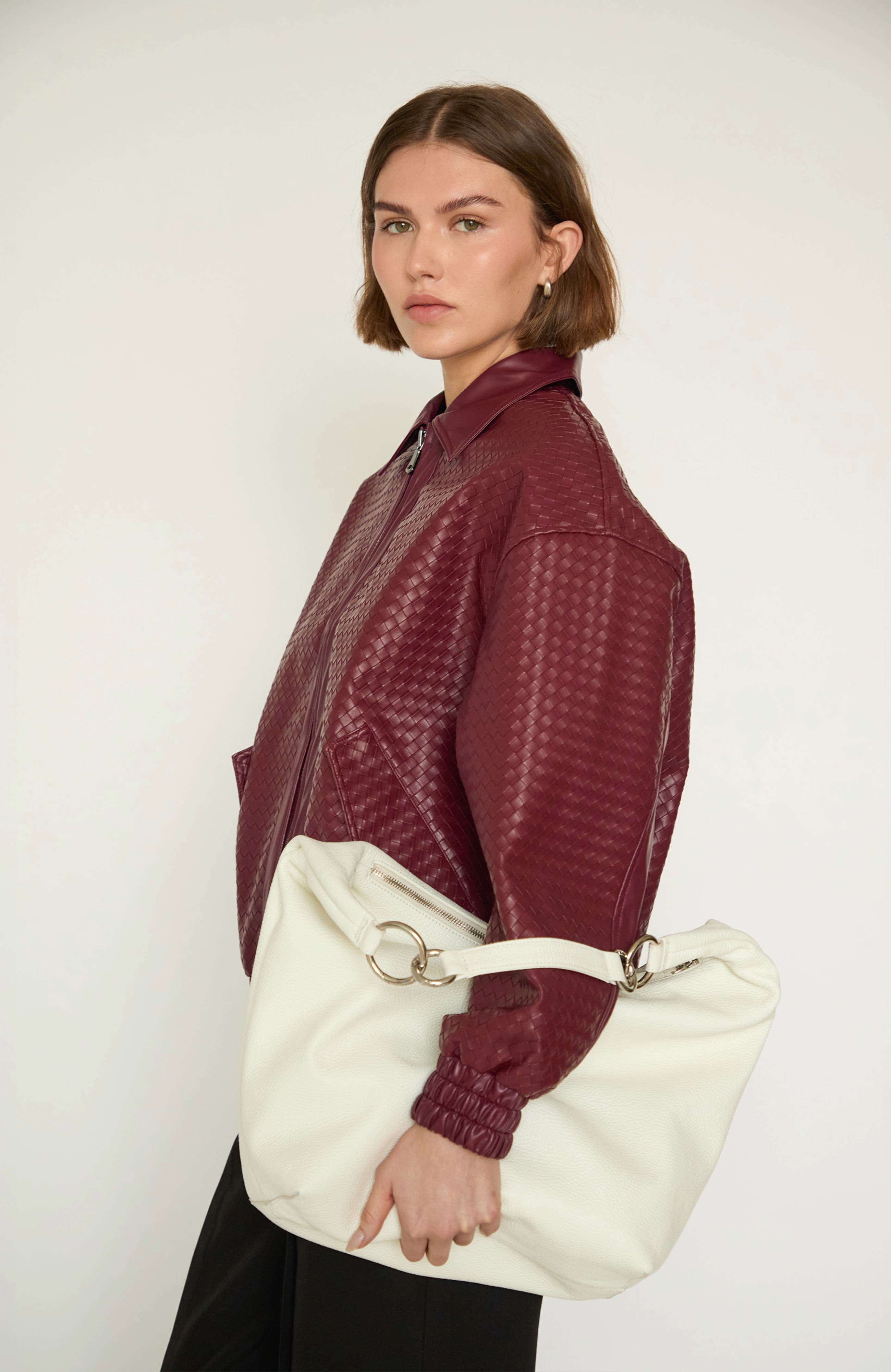 Leather Convertible Hobo Ring Bag, Alternate, color, White