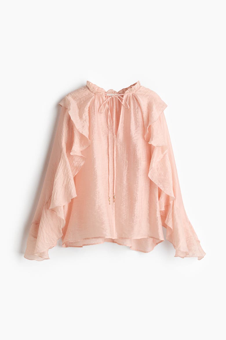 Flounce-trimmed Blouse, Alternate, color, Light pink
