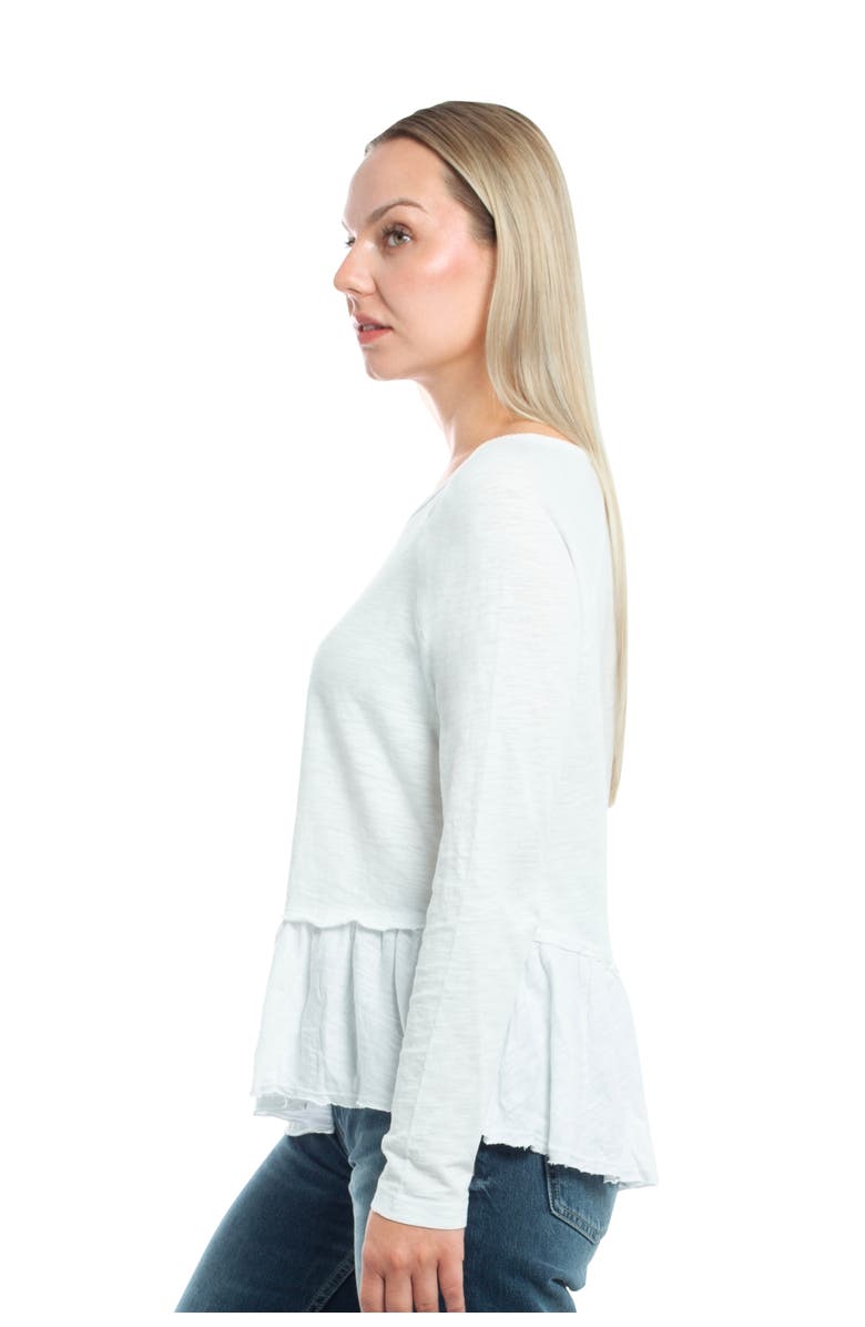 WILT Clothing Raglan Long Sleeve Asymmetric Peplum Hem Tee, Alternate, color, White